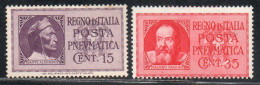 ITALIA REGNO ITALY KINGDOM 1933 DANTE GALILEO POSTA PNEUMATICA SERIE COMPLETA COMPLETE SET MNH - Rohrpost