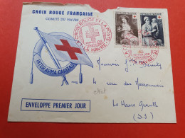 Enveloppe FDC En 1953 - Croix Rouge - Petit Manque En Haut, Dans L'état  - Réf 305 - 1950-1959