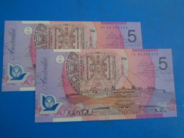 AUSTRALIA, P 51b , 5 Dollars , 1995 , UNC , VERY RARE ERROR, 2 Notes With The Same Number - 1992-2001 (billetes De Polímero)