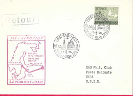 SVERIGE - FIRST S.A.S. FLIGHT FROM STOCKHOLM TO RIGA *9.9.56* ON OFFICIAL ENVELOPE - Lettres & Documents