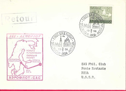 SVERIGE - FIRST S.A.S. FLIGHT FROM STOCKHOLM TO RIGA *9.9.56* ON OFFICIAL ENVELOPE - Cartas & Documentos