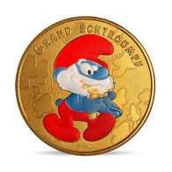 France Coin Medal 2021 Papa Smurf The Smurfs Colored Nordic Gold Cartoon 01856 - Commémoratives