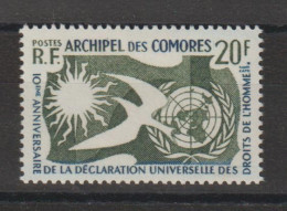 Comores 1958 Droit De L'homme 15,1 Val * Charnière MH - Unused Stamps