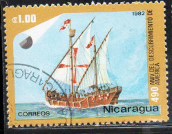 NICARAGUA 1982  DISCOVERY OF AMERICA COLUMBUS NINA 1.00cor USED USATO OBLITERE' - Nicaragua