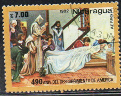 NICARAGUA 1982 AIR POST MAIL AIRMAIL DISCOVERY OF AMERICA DEATH OF COLUMBUS 7.00cor USED USATO OBLITERE' - Nicaragua