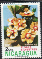 NICARAGUA 1974 SILVESTER FLORES FLOWER WILD FLOWERS MALVA HOLLYHOCKS 2c USED USATO OBLITERE' - Nicaragua