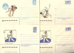 Judo 4 Stationery Covers Of USSR  (1976, 1977, 1980, 1983) ** - Judo