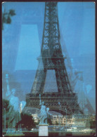 PARIS REFLETS DANS LA VITRINE LA TOUR EIFFEL ET LA STATUE DE LA LIBERTE 75 / 17 X 12 CM - Tour Eiffel