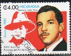 NICARAGUA 1982 DICTATORSHIP RIGOBERTO LOPEZ PEREZ 4.00cor USED USATO OBLITERE' - Nicaragua