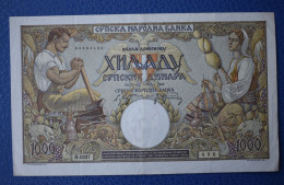 Banknotes  Serbia 1000 Dinara 1942 German Ocupation  VF P# 32 King Petar II Variant - Serbien