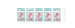 1233 Bande De 5 Timbres Impression Lourde - Turquoise Et Carmin. - Anciens : 1906-1965