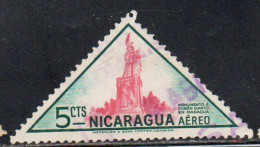 NICARAGUA 1947 AIR POST MAIL AIRMAIL RUBEN DARIO MONUMENT 5c USED USATO OBLITERE' - Nicaragua