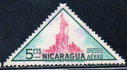 NICARAGUA 1947 AIR POST MAIL AIRMAIL RUBEN DARIO MONUMENT 5c USED USATO OBLITERE' - Nicaragua