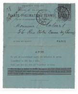 PARIS 28 R De Poissy CARTE PNEUMATIQUE FERMEE Yv 2553 St E22 Ob 1898 Type 84 1° Pneu De La Journée! - Pneumatic Post