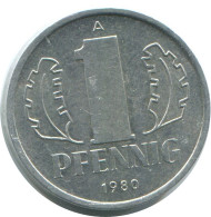 1 PFENNIG 1980 A DDR EAST ALEMANIA Moneda GERMANY #AE059.E - 1 Pfennig