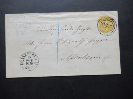 AD Thurn Und Taxis 1862 GA Umschlag U 13 I A Mit NS 220 Rückseitig 2 Stempel K1 Assenheim Und K1 Niederwöllstadt - Cartas & Documentos