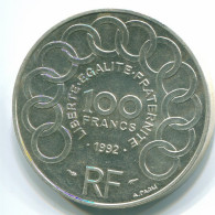 100 FRANCS 1992 FRANCIA FRANCE Moneda JEAN MONNET PLATA AUNC #FR1043.35.E - 100 Francs