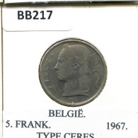 5 FRANCS 1967 DUTCH Text BÉLGICA BELGIUM Moneda #BB217.E - 5 Frank