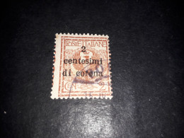 05AL35 UFFICI POSTALI ALL'ESTERO EMISSIONI GENERALI 1919 2 CENT. SU 2 "O" - Emissioni Generali