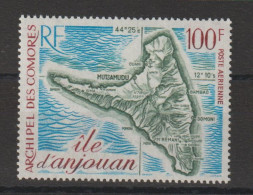 Comores 1972 Carte De L'ile D'Anjouan PA 49, 1 Val ** MNH - Poste Aérienne