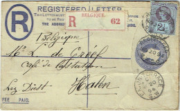 Registered Letter. 1894. England To Belgium. Halen Lez Diest - Covers & Documents