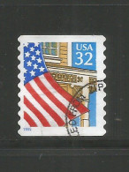 USA 1995 Flag Over Porch C.32 S/A Coil Die Cut 8.7 - BLUE 1995 - SC:#2915 VFU Condition - Ruedecillas