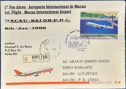 1996 MACAU INTER. AIRPORT FIRST FLIGHT COVER TO SAI ON - P.R.C. - Cartas & Documentos