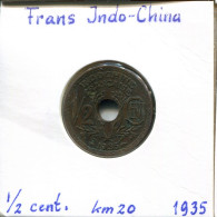 1/2 CENT 1935 INDOCHINE Française FRENCH INDOCHINA Colonial Pièce #AM472.F - Indochina Francesa