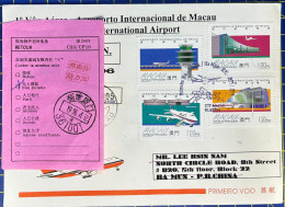 1996 MACAU INTER. AIRPORT FIRST FLIGHT COVER TO HA MUN - Storia Postale