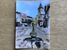 Cpsm84 Beaumes De Venise La Fontaine Et Place De L’église - Beaumes De Venise