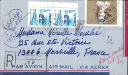 CANADA AFFRANCHISSEMENT COMPOSE SUR LETTRE RECOMMANDEE POUR LA FRANCE 1973 - Covers & Documents