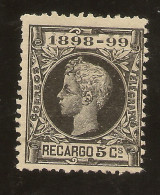 España Edifil 240* Mh 5 Ctos. Negro Alfonso XIII  1898  NL800 - Nuevos