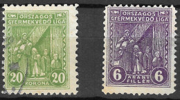 2 X MAGYAR  HUNGARY 1920-1926 The National League For The Protection Of Children REVENUE TAX  - Steuermarken