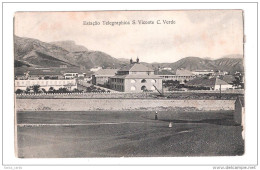 Cape Verde Estacao Telegraphica-s.vicente-cabo Verde PLAIN BACK POSTCARD RAILWAY TRAIN STATION - Cap Verde