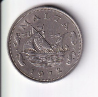 MONEDA DE MALTA DE 10 CENTS DEL AÑO 1972 (COIN)  BARCO-SHIP - Malte