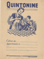 Protège Cahiers Cahier - Publicité - QUINTONINE Fortifiant - Rabats Intérieurs Tables Multiplication Division - Facteur - Schutzumschläge