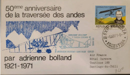 A) 1971, ARGENTINA, AERONAUTICAL AND SPACE, FROM MENDOZA TO SANTIAGO DE CHILE, WITH FEMALE CROSSING OF THE ANDES CANCELL - Lettres & Documents