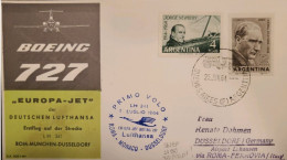 A) 1964, ARGENTINA, RAILWAY, FROM BUENOS AIRES TO EUROPE - ROME, MONACO, DUSSELDORF, AIR MAIL, AVIATOR JORGE NEWBERY, FO - Covers & Documents