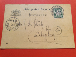 Allemagne / Bavière - Entier Postal De München Pour Augsburg En 1894 - Réf 366 - Covers & Documents