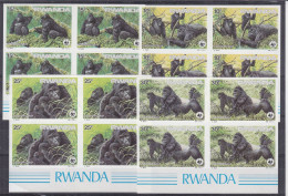 W.W.F. - Gorilles - Rwanda - COB 1227 / 30 ** - NON Dentelés - Blocs De 4 - Valeur 130 Euros - Gorillas