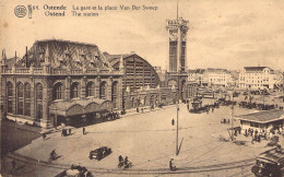 BELGIQUE - OSTENDE - La Gare Et La Place Van Der Sweep - Carte Postale Ancienne - Oostende