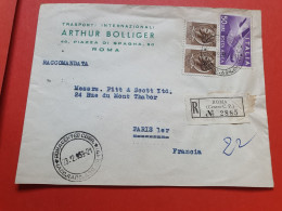 Italie - Enveloppe Commerciale En Recommandé De Rome Pour La France En 1953 - Réf 392 - 1946-60: Marcofilia