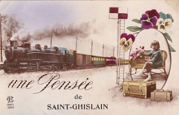 UNE PENSEE DE SAINT GHISLAIN                  TRAIN  FANTAISIE      + TIMBRES - Saint-Ghislain