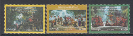 2019 Myanmar 71 Years Of Independence Culture Costumes  Complete Set Of 3 MNH - Myanmar (Birmanie 1948-...)