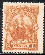 NICARAGUA 1891 GODDESS OF PLENTY 1c MH - Nicaragua