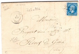 L.A.C. De Roulans Pour Rive-de-Gier - GC 3226 Sur N° 29 Tàd Type 15  1er Mai 1865 - 1849-1876: Classic Period