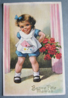 CARTE BONNE FÊTE MAMAN JEUNE FILLE BOUQUET DE ROSES LETTRE - Fête Des Mères