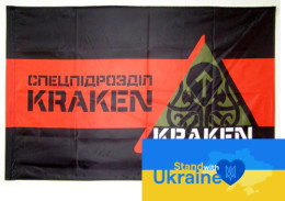 FLAG BANNER UKRAINE WAR 2022-2023 - Special Forces KRAKEN #7. FREE P&p - Flaggen