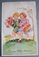 CARTE BONNE FÊTE MAMAN JEUNES FILLES  BOUQUET DE ROSES PANIER OSIER - Fête Des Mères