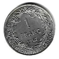 *belguim 1 Franc  1912 French  Unc - 1 Frank